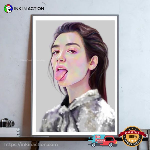 Dua Lipa Tongue Out Portrait Poster