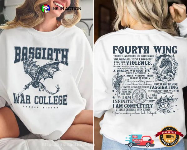 Fourth Wing Rebecca Yarros, Basgiath War College Shirt, The Empyrean Series