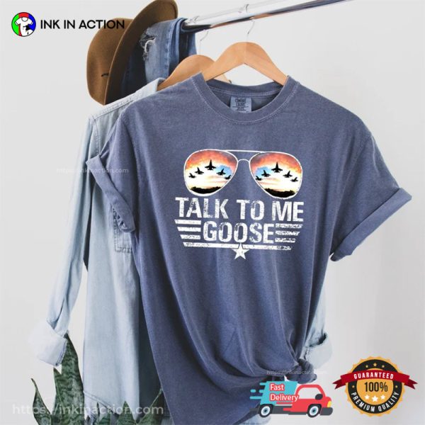 Fourth Of July Jet Fighter Sunglasses Design Talk To Me Goose Shirt