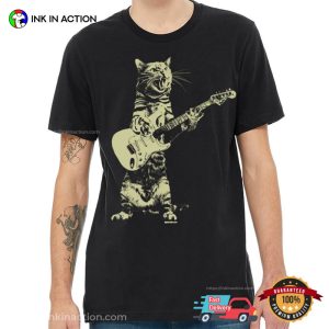 Funny Cat Playing Guitar vintage rock t shirts 3 Ink In Action