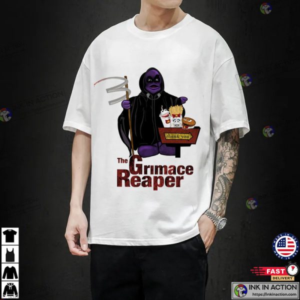 Grimace From Mcdonald’s As Grim Reaper Fast Food Ad Mascot Funny Shirt