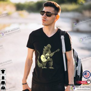 Godzilla Playing Guitar musician graphic tees 6 Ink In Action