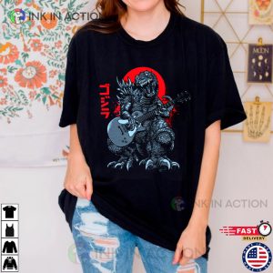 Godzilla The Street Musician Vintage Rock T-shirts