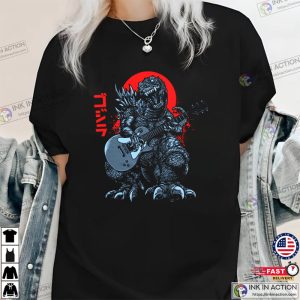 Godzilla The Street Musician Vintage Rock T-shirts