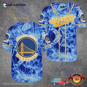 Golden State Warriors NBA Baseball Jersey Ink In Action