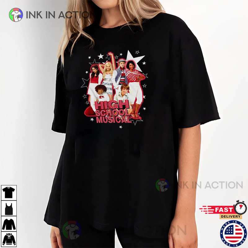 Disney Mens High School Musical Shirt - High School Musical Troy Bolton, Sharpay Evans, Gabriella Montez Graphic T-Shirt