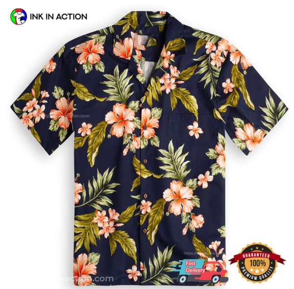 Hibiscus Garden Navy Hawaiian Shirt