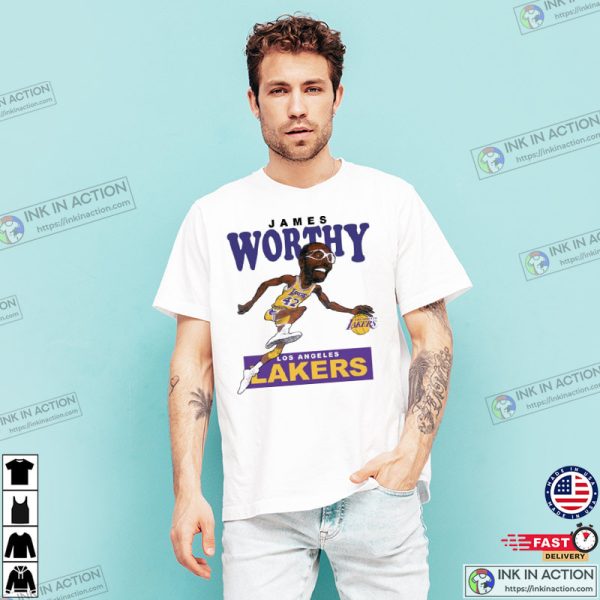 James Worthy Retro Basketball Lakers Team T-shirt