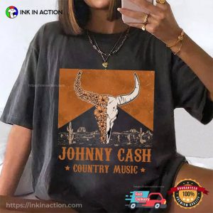 Johnny Cash Bullhead Country Music T Shirt 3 Ink In Action