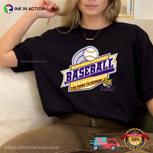 LSU Tigers 2023 Ncaa Division I Baseball Championship The Road To Omaha logo T-shirt