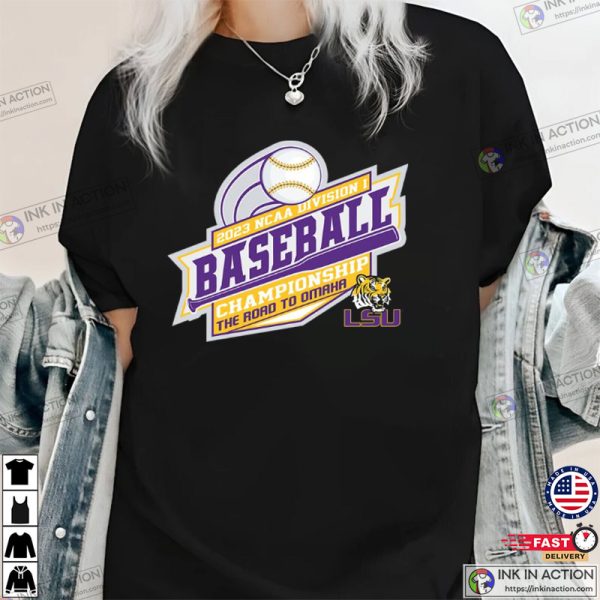 LSU Tigers 2023 Ncaa Division I Baseball Championship The Road To Omaha logo T-shirt