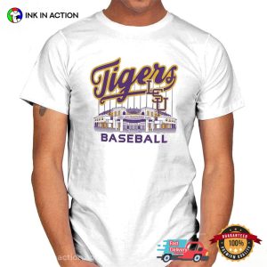 LSU Tigers Alex Box Stadium Baseball T Shirt 3 Ink In Action