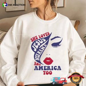 Loves Jesus And America Too 4th Of July Shirts Womens