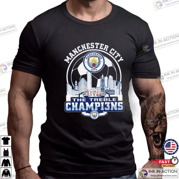 Manchester City 2023 The Treble Champions Graphic Tee Shirts