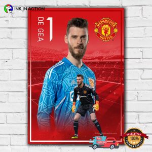 Manchester United De Gea No.1 spanish goalkeeper Poster Ink In Action