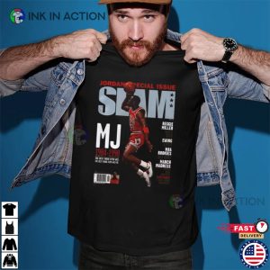 Michael Jordan Chicago Bulls Slam Cover T Shirt bulls basketball 2 Ink In Action