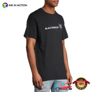 Netflix Black Mirror Cracked Logo Graphic basic t shirt Ink In Action