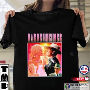 Oppenheimer And barbiemovie T shirt 1 Ink In Action