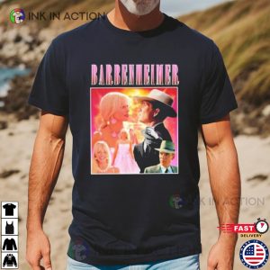 Oppenheimer And barbiemovie T shirt 2 Ink In Action