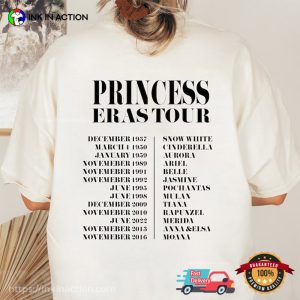4. Princess Eras Tour Double-Sided Disney Shirt, Disney Princess Shirt