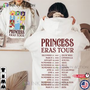 Princess Eras Tour Double-Sided Comfort Color Shirt, Hottest Disney Princess Shirt