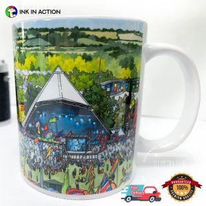 Pyramid Stage glastonbury festival 2023 Coffee Mug 1 Ink In Action