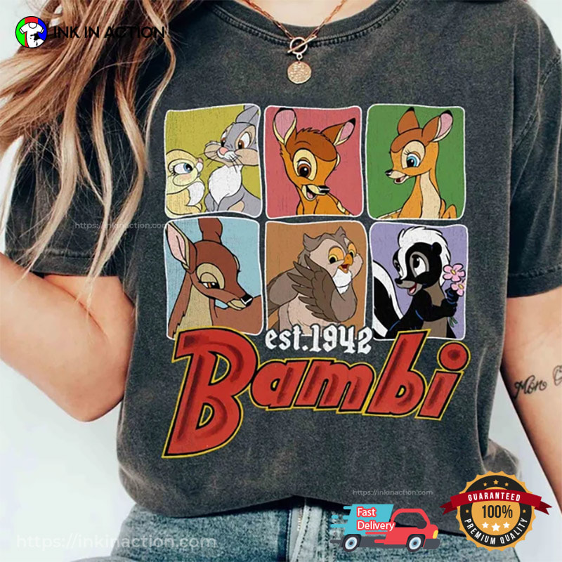 Retro Circle Disney Bambi's Mother And Cubs Best Mom Ever Shirt