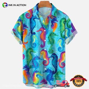 Real Colorful Seahorse Fish Matching Family Hawaiian Outfits