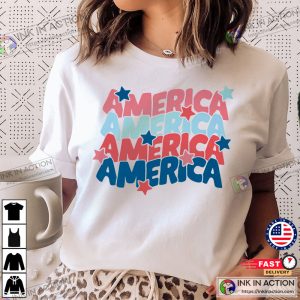 Retro America Stacked 4th Of July Shirt, Independence Day Usa Comfort Colors Shirt