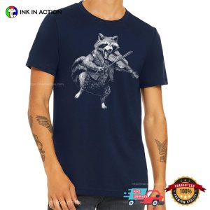 Raccoon Playing Fiddle vintage musician t shirts 2 Ink In Action