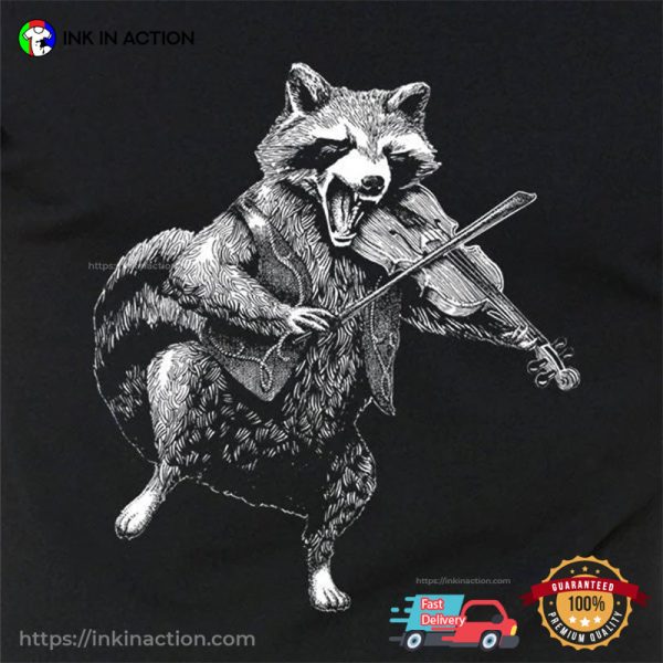 Raccoon Playing Fiddle Vintage Musician T-shirts