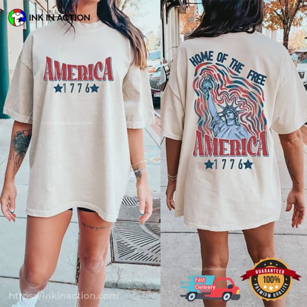 Retro 4th Of July America 1776 Home Of The Free Shirt