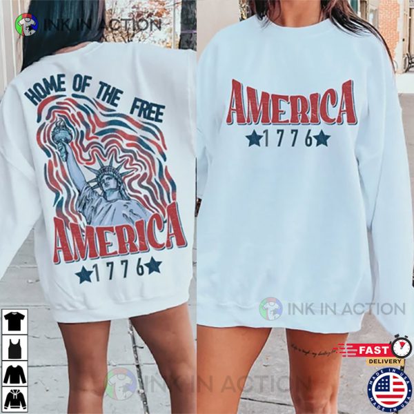 Retro 4th Of July America 1776 Home Of The Free Shirt