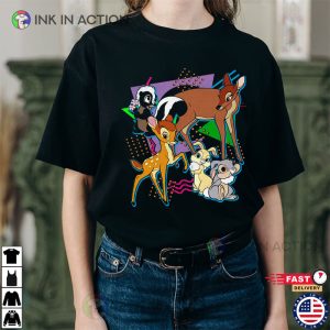 Retro 90s Style Disney bambi 1942 Characters Group Shot Shirt 1 Ink In Action