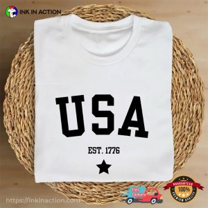Retro Style USA america 1776 T shirt 2 Ink In Action