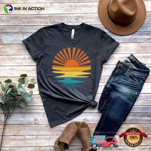 Retro Sunset Rays Wavy Beachy Vibes Shirt