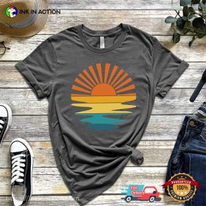 Retro Sunset Rays Wavy beachy vibes Shirt 3