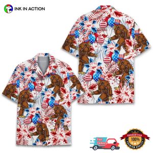 Sasquatch American Independence Day Hawaiian Shirts, Bigfoot Tropical Shirt