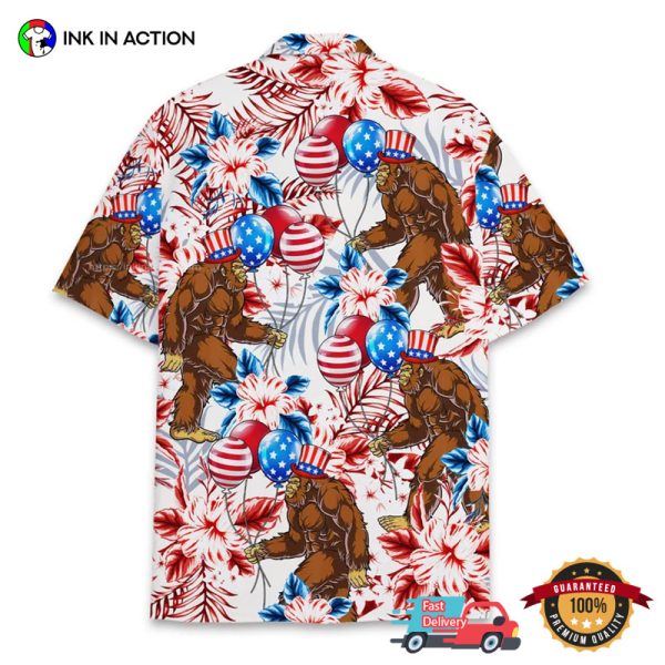 Sasquatch American Independence Day Hawaiian Shirts, Bigfoot Tropical Shirt