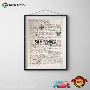 Sam Fender Lyrics Inspired vintage art prints Ink In Action