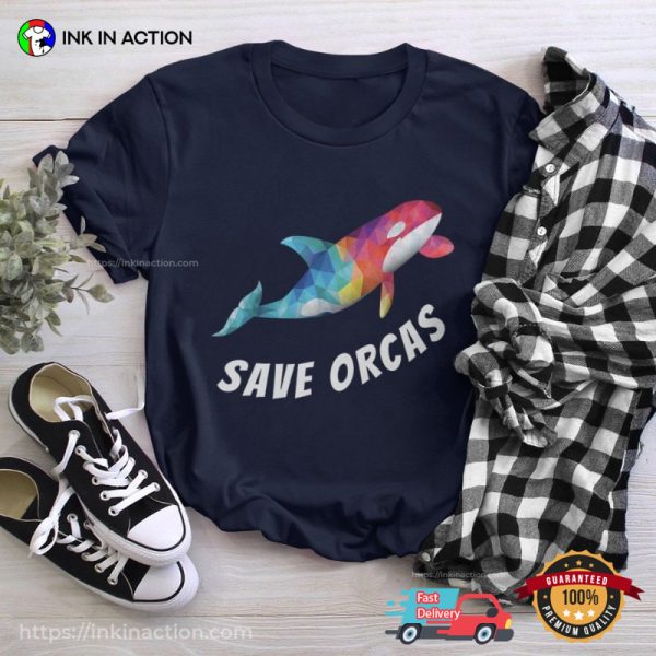 Save Orcas Killer Whale Orca At Seaworld Lover Colorful Rainbow T-Shirt