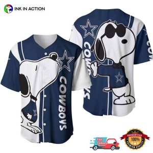 Snoopy NFL Dallas Cowboys Baseball Jersey Ink In Action