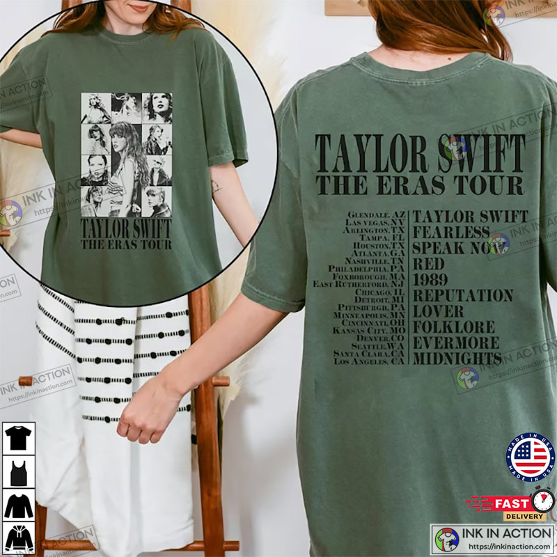 Taylor Swift Eras Merch, The Eras Tour Retro Comfort Colors Shirt - Ink In  Action