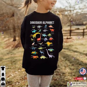 Types Of Dinosaurs Alphabet A Z T Rex Shirt For Kids 4 Ink In Action