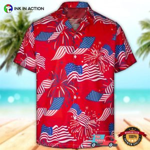 US Flag Pride On Firework Vintage Hawaiian Shirts