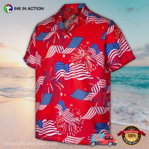 US Flag Pride On Firework Vintage Hawaiian Shirts