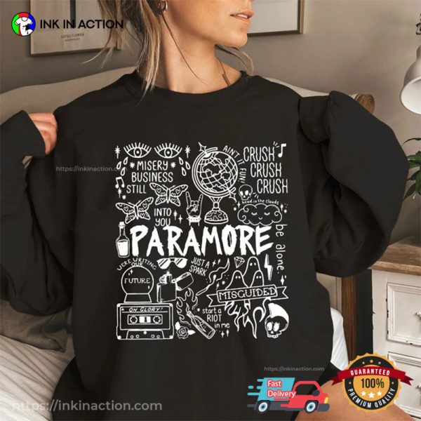 Vintage Paramore Album Lyric Merch, Paramore Band