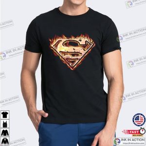 Vintage Superman Flames Fire DC Comics Shirt 2 Ink In Action