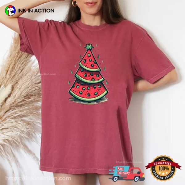 Watermelon Christmas Tree Xmas In Summer Holiday T-shirt