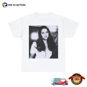 White Retro Lana Del Rey Graphic Shirt 2 Ink In Action